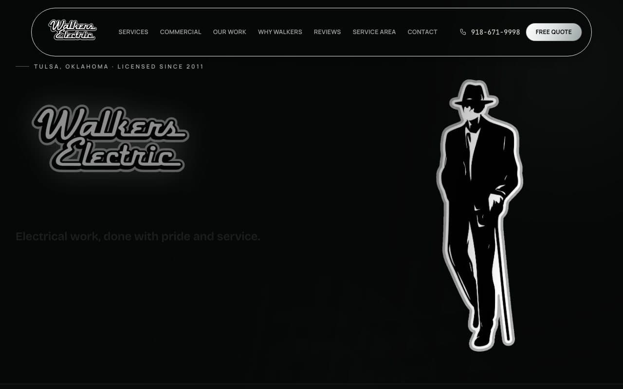 Homepage of the Walkers Electric LLC website